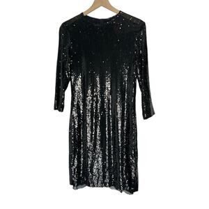 Tory Burch black sequin dress 3/4 sleeve evening party new years dress size S